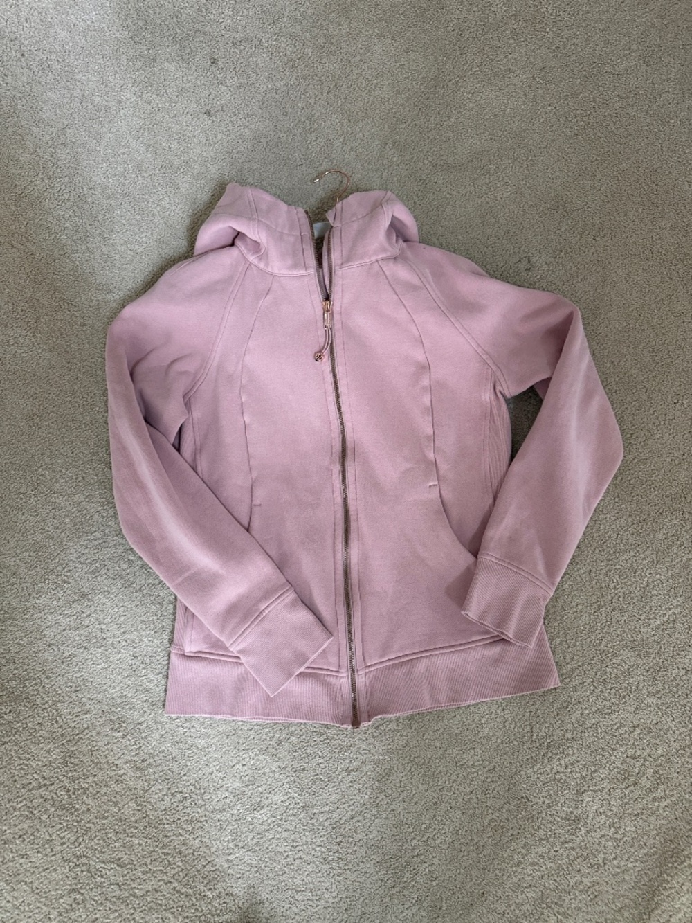 Lululemon scuba hoodie pink with gold zipper
